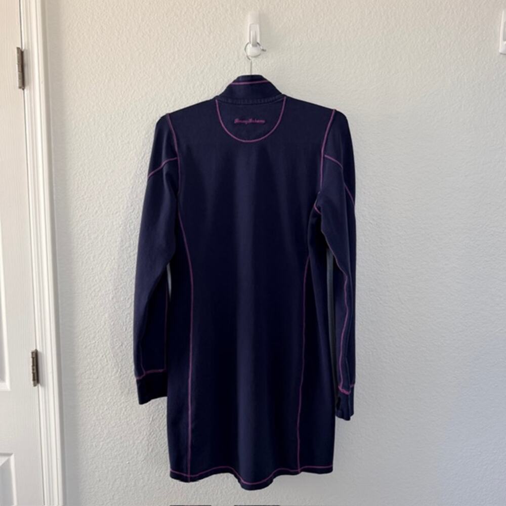 Tommy Bahama Sweatshirt Dress 1/2 Zip Blue w/Exposed Pink Stitching Women's M - Picture 4 of 13